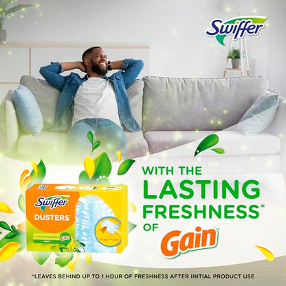 Swiffer Dusters Refill for Cleaning, Made by SWIFFER, Feather & Microfiber Duster Disposable Alternative, Dusting Furniture, Blinds, Ceiling Fans, Remove Allergens, Gain Scent, 18 Count(Pack of 4) - size: 18 Count (Pack of 4), style: Gain Scent, 18 Ct