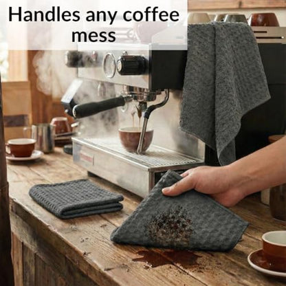 Solyra Barista Towels, 6 Pack, 12 x 12 in, Dark Gray | OEKO-TEX Certified, Barista Microfiber Cloths, Espresso Towels for Steam Wands & Drip Trays - color: Dark Gray