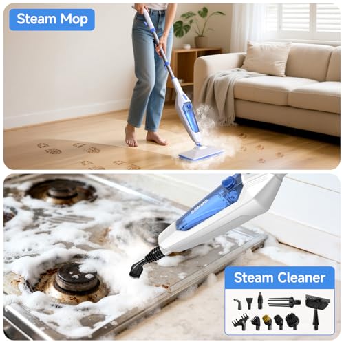 Steam Mop, 14-in-1 Detachable Steam Cleaner for Home and Floor, 1300W 228°F Deep Cleaning MultiPurpose Floor Steamer with 14 Attachments