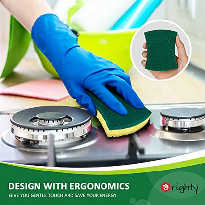 ORIGHTY Heavy Duty Cellulose Scrub Sponges Kitchen, Powerful Scrubbing & Cleaning, Suitable for Washing Dishes and Kitchen Cleaning, Absorbent & Rich Foam, 24 Count - color: Green