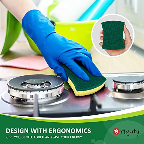 ORIGHTY Heavy Duty Cellulose Scrub Sponges Kitchen, Powerful Scrubbing & Cleaning, Suitable for Washing Dishes and Kitchen Cleaning, Absorbent & Rich Foam, 24 Count - color: Green