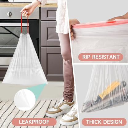 Small Trash-Bags-Bathroom 4 Gallon Drawstring Garbage-Bag - Kitchen Bedroom Car Size Unscented Clear White 90 Count Recycle Plastic Tall Liners for Office Outdoor Garden Waste Basket Can Heihaily - style: Red Drawstring-4Gal-90