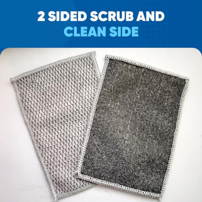 Microfiber Wholesale Scrubber Cloths (6 Pack) – Scrub Without Scratching, Safe for Non-Stick, Stainless Steel & Glass – Two-Sided 4"x6" Dish Scrubbing Cloths for Baked-On Food, No Sponge Smell - size: 4”x6”