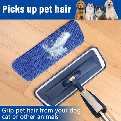 16.5" Microfiber Mop Pads Refills, 4 Pack Reusable Replacement Heads | reusable wet mop refills, machine washable for 14-16 inch spray mops, hardwood floors, dust cleaning & scrubbing - color: 16"bluegreen*4