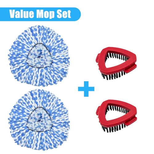 Mop Heads Replacements for Ocedar, Mop Replace Head for O Cedar, Mop Heads for O Cedar, Mop Replace Head for Cedar, Mop Heads for O Cedar Spin Mop Include 2 Pack Mop Refills & 2 Pack Scrubber Mop Head - size: for Ocedar 2 Tank