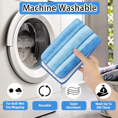 Replacement Mop Pads, Microfiber Cleaning Mop Compatible with Bona Mop, Washable & Reusable Mop Refill Pads for Hardwood Floor,18 Inch, Blue (8)