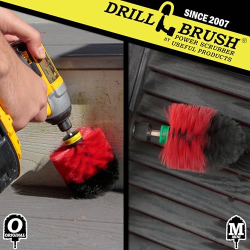 Outdoor Cleaning Supplies - Garden and Statue Cleaning Brush Set - Patio and Deck Scrubbing Tools - Bird Bath Cleaning Brush - Concrete Cleaning Brushes - Stone Stain Removing Tool - Brick Brush - color: Red