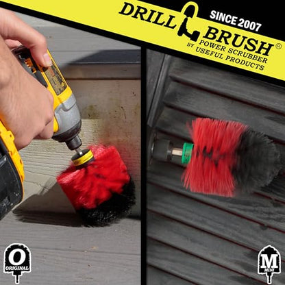 Outdoor Cleaning Supplies - Garden and Statue Cleaning Brush Set - Patio and Deck Scrubbing Tools - Bird Bath Cleaning Brush - Concrete Cleaning Brushes - Stone Stain Removing Tool - Brick Brush - color: Red