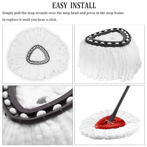 Spin Mop Replacement Head, 8 Pack Mop Refill Compatible with Ocedar Triangle Swivel Mops for House Cleaning and Floor Mopping