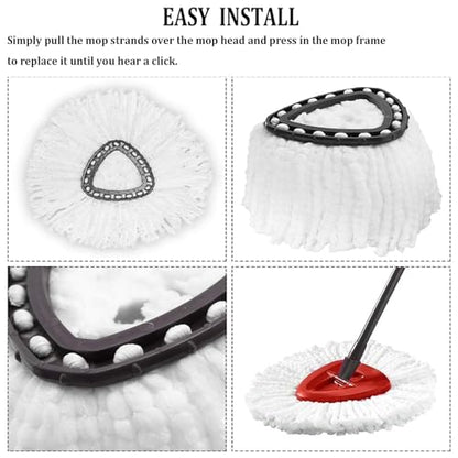 Spin Mop Replacement Head, 8 Pack Mop Refill Compatible with Ocedar Triangle Swivel Mops for House Cleaning and Floor Mopping