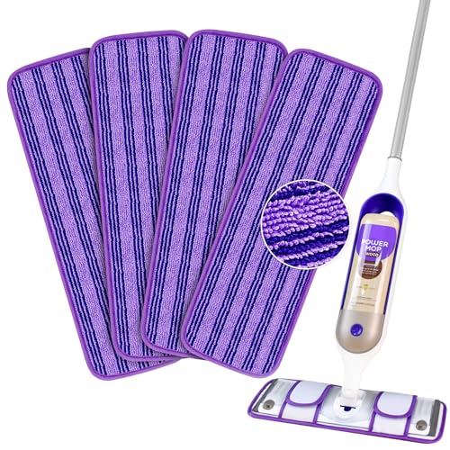 4 Pack Upgraded Reusable Mop Pads Compatible with Swiffer PowerMop, Mop Refill Pads Replacement for Swiffer Power Mop Spray Mop Pads for Multi-Surface Floor Cleaning, Quality Updated Cationic Material - size: 4 Pack Loop Pads for Swiffer Power Mop