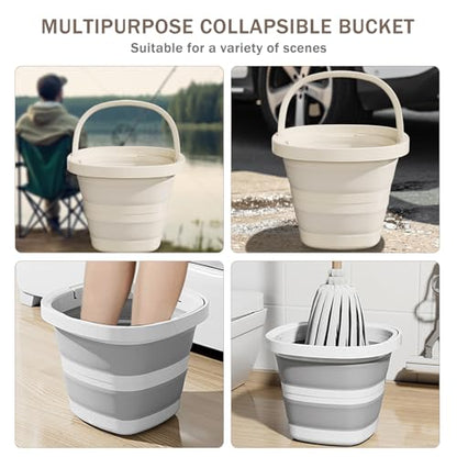 2-Pack Collapsible Buckets (2.6 Gallon/10L) - Foldable Rectangular Design with Handles, Space-Saving for RV, Camping, Car Wash, Fishing & Cleaning - Durable, Portable & Multi-Purpose