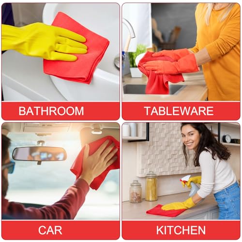Nuenen 60 Pcs Microfiber Cleaning Cloths for Cars 16 x 16 Inch Ultra Absorbent Car Towels Drying Reusable Cleaning Supplies House Kitchen Window Microfiber Towel (Red) - color: Red