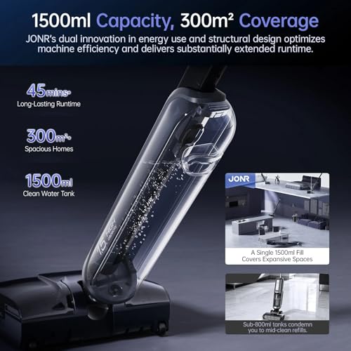 JONR H2 Cordless Wet-Dry Vacuum Cleaner and Mop for Hard Floors, Innovative Odor Free Design, 180°Lie-Flat Cleaning, Auto Self-Cleaning, Powerful Stick Vacuum Cordless for Pet Hair