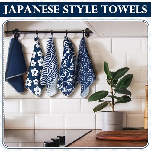 36 Pack Japanese Reusable Cleaning Cloths Washable Cotton Kitchen Towels for Home (Blue) - color: Blue, style: Asian