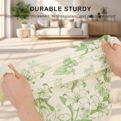 4 Gallon Trash Bags Drawstring, Portable Small Trash Bags with Printed Lily Design, Tear-Free, Leakproof & Durable for Bathroom, Office, 50 Counts - style: Lily-4Gallons