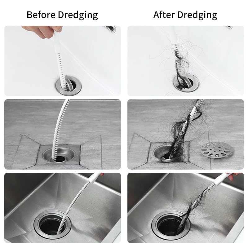 SagaSave 2 Pcs Sewer Drain Brush Bendable Long Pipe Cleaners Flexible Cleaning Tool Reusable Spiral Cleaning Brush for Tube, Kitchen, Pipes, Dishwasher, Drains (45cm)