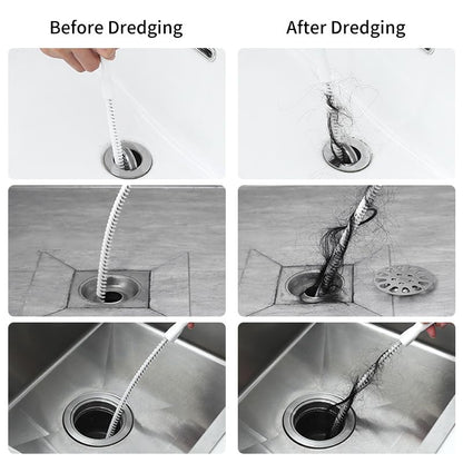 SagaSave 2 Pcs Sewer Drain Brush Bendable Long Pipe Cleaners Flexible Cleaning Tool Reusable Spiral Cleaning Brush for Tube, Kitchen, Pipes, Dishwasher, Drains (45cm)
