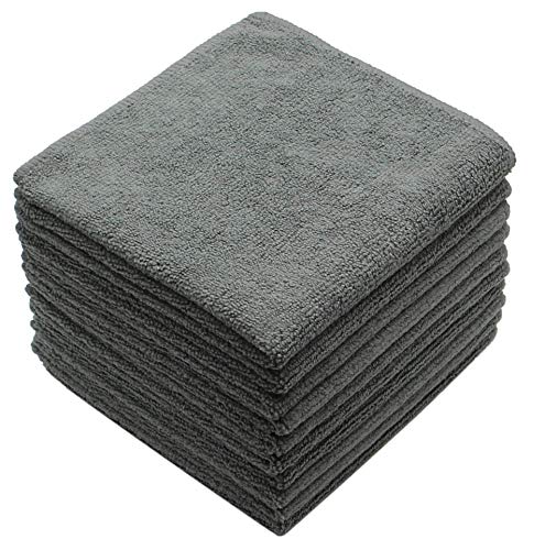 Microfiber Cleaning Cloth, Washcloths, 12x12 inch, 10 Pack, Gray | Fast Drying Dish Cloths for Washing Dishes, Ultra Absorbent Dish Rags, Lint Free Cleaning Rags For House&Kitchen - color: Gray