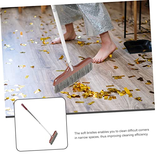 OUNONA Detachable Long Handle Soft Bristle Broom Static Sweeping Tool for Indoor Outdoor Cleaning Effort Saving Dust Brush for Home Camping