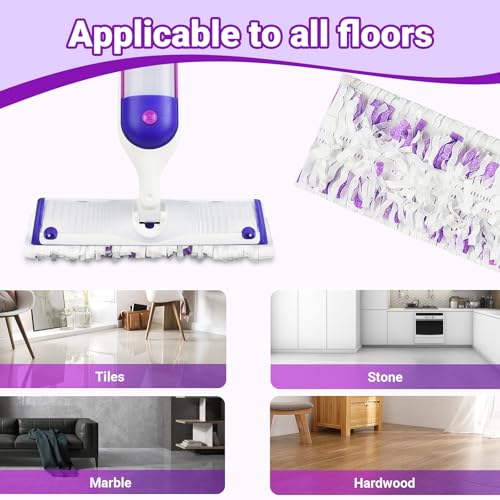 Pure Realm 32 Count Disposable Power mop Refills for Swiffer Power Mop Multi-Surface and PowerMop Wood , Unscented Powermop Clean Replacement Mopping Pad - color: Purple 32 Mop Pads