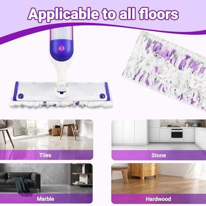 Pure Realm 54 Count Disposable Power Mop Pads Refills Compatible with swiffer PowerMop, PowerMop Wet Pads Rifill Cooperate with Swiffer Mop Refill Liquid Extra Absorbent, Traps Dust & Hair - color: Purple 54 Mop Pads