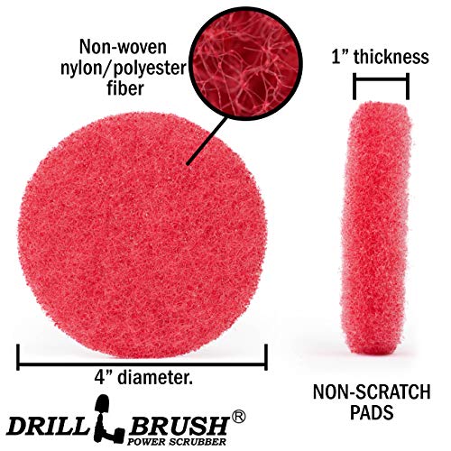 Drill Scrubber - Drill Brush Power Scrubber Pads - Bathroom - Drill Pad Attachments - Cleaning Pads - Shower Door - Baseboard - Bathroom Sink - Shower Cleaner - Flooring - Hard Water Stain Remover - color: 6x Red Pads