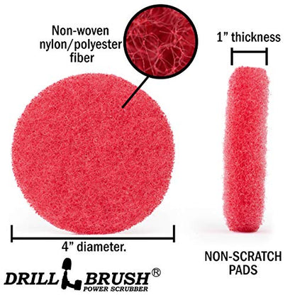 Drill Scrubber - Drill Brush Power Scrubber Pads - Bathroom - Drill Pad Attachments - Cleaning Pads - Shower Door - Baseboard - Bathroom Sink - Shower Cleaner - Flooring - Hard Water Stain Remover - color: 6x Red Pads