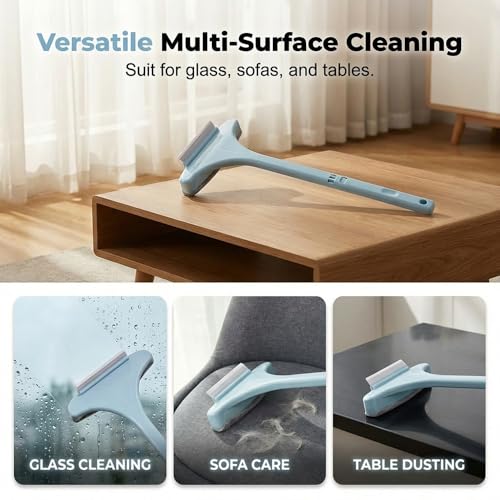 Window Screen Cleaning Brush, 2026 New 2 in 1 Mesh Cleaner Brush, Window Screen Cleaner Tool with Squeegee, Multifunctional Screen Brush, Double Sided Wet & Dry Dual Use (Blue) - color: Blue