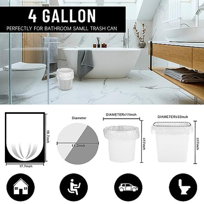 220Counts Small Trash Bags 4 Gallon, Flexible & Durable Small Garbage Bags, Unscented & Easy Tearing 4 Gallon Trash Bag for Kitchen, Bathroom, Bedroom, Office, Transparent,0.3Mil - style: 4 Gallon Transparent 220 Counts