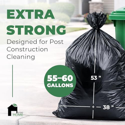 EconoHome 55-60 Gallon Contractor Garbage Bags - 2.8 Mil Extra Thick Heavy Duty Trash Bags for Construction, Lawn & Yard Cleanup, Demo & Commercial Use - Made in USA - Extra Large, 38x53" - 50-Count - style: 50 pack
