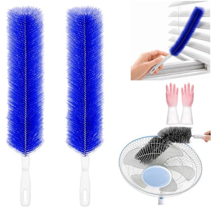 Bendable Microfiber Duster, Reusable Flexible Dust Remover Brush with Soft Fluffy Head, Washable Cleaning Tool for Fans, Blinds, Vents, Window Tracks, Furniture, and Car Interior (2, Blue) - color: Blue