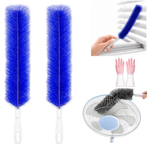 Bendable Microfiber Duster, Reusable Flexible Dust Remover Brush with Soft Fluffy Head, Washable Cleaning Tool for Fans, Blinds, Vents, Window Tracks, Furniture, and Car Interior (2, Blue) - color: Blue