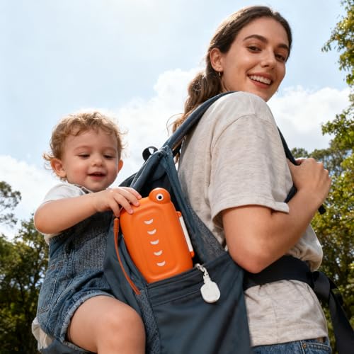 Baby Travel Bottle Brush Set, Baby Bottle Cleaning Kit, Baby Bottle Cleaner Brush Set, 7 in 1, Orange
