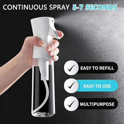 THINTON Mist Spray Bottle for Hair (6.8oz/200ml) - 2 Pcs Continuous Spray Bottle for Hairstyling, Cleaning, Plant and Gardening
