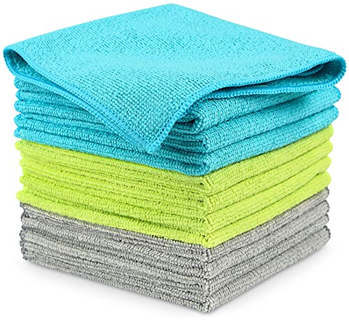 AIDEA Microfiber Cleaning Cloth-12PK, Soft Microfiber Towels for Cars, Absorbent Cleaning Rags, Lint-Free Streak-Free Wash Cloths for House, Kitchen, Window(12in.x12in) - color: Multi-colored, size: 12 in. x 12 in.