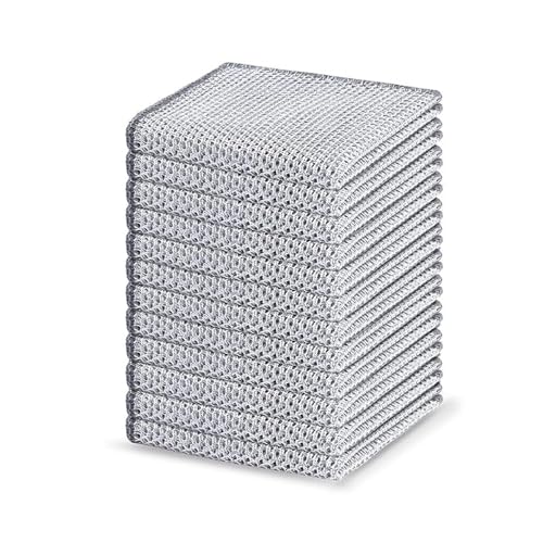Silver Wire rag,10 Pcs New Upgrade 2-Layer Metal Dish Cloth, Non Scratch Wire Dishcloth,Multipurpose Wire Dishwashing Rags, Wet & Dry for Cookware, Sinks, Dishes, Stoves & Fireplaces, 9.84 x9.84 Inch