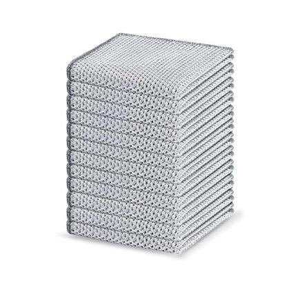 Silver Wire rag,10 Pcs New Upgrade 2-Layer Metal Dish Cloth, Non Scratch Wire Dishcloth,Multipurpose Wire Dishwashing Rags, Wet & Dry for Cookware, Sinks, Dishes, Stoves & Fireplaces, 9.84 x9.84 Inch
