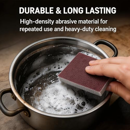 2PCS Rust Remover Sponge, Abrasive Cleaning Block for Burnt Pots and Pans, Reusable Wet & Dry Sanding Sponge for Kitchen Sink Metal Surface Cleaning