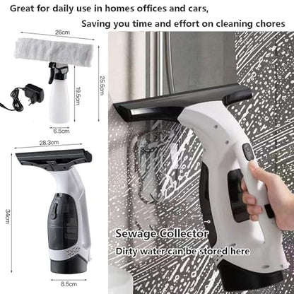 Cordless Window Vacuum Squeegee with 150ml Detachable Water Tank, Electric Window Cleaner Handheld Glass Cleaning Tool with Strong Suction for for Mirror, Shower Wall, Tile, Car Glass