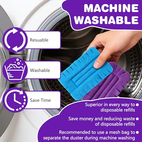 Duster Refill Reusable Fleece Duster Refills, Heavy Duty Feather Flat Dusters Refills Washable Cleaning Pads for Home, Blinds, Car, Pet, Furniture, Fans (5 Pack-Mixed Color)
