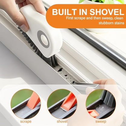 2 in 1 Groove Cleaning Brush Window Track Cleaning Tools, 2026 New Multifunction Hard Bristle Crevice Cleaning Brush with Hidden Scraperfor Sliding Door Track, Window Sill, Shutter Door (Mix) - color: Mix
