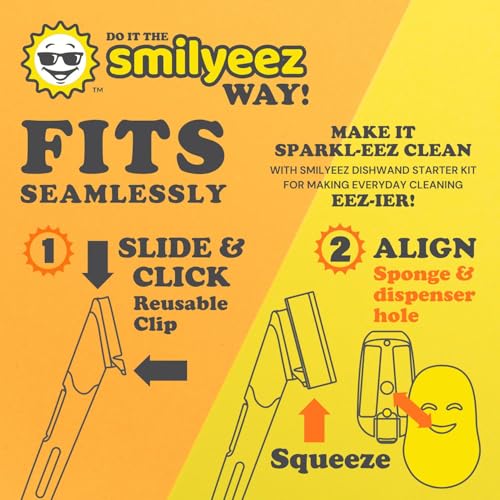 Smilyeez Caddy Combo, Sink Caddy, Smiling Handle, 2 Scrub Moji Sponges, Dishwand with 2 Mini Moji Sponges (Black) - style: Black - Mini Moji