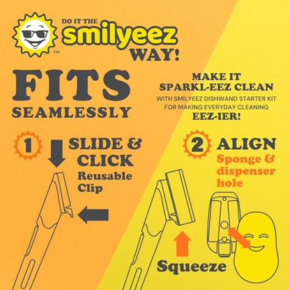 Smilyeez Caddy Combo, Sink Caddy, Smiling Handle, 2 Scrub Moji Sponges, Dishwand with 2 Mini Moji Sponges (Black) - style: Black - Mini Moji