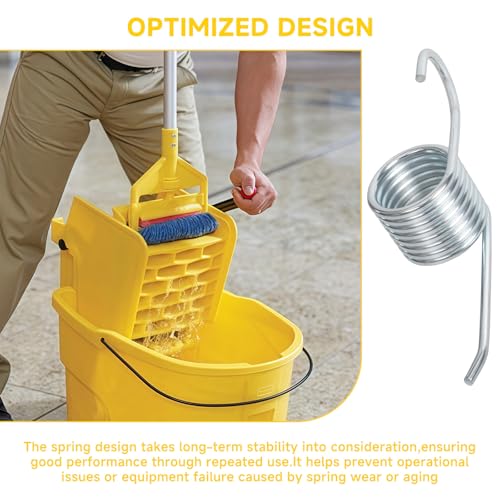 (2-Pack) Large 8-Loop Commercial Mop Bucket Wringer Spring Compatible with Rubbermaid Mop Bucket Side-Press Wringer Torsion Spring Replacement Parts For FG757588YEL, FG757588BRN, FG757588BLUE