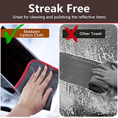 Lint Free Carbon Microfiber Cleaning Cloth Glass Window Polishing Streak Free Miracle Easy Clean Rag Reusable for Mirror Kitchen Dish Auto Detailing, Pack of 6, 12"x12", 400GSM - color: Grey-red, 12 X 12 Inch