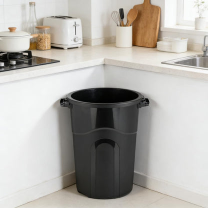 32 Gallon Garbage Can, Included Lid, Indoor/Outdoor, Black