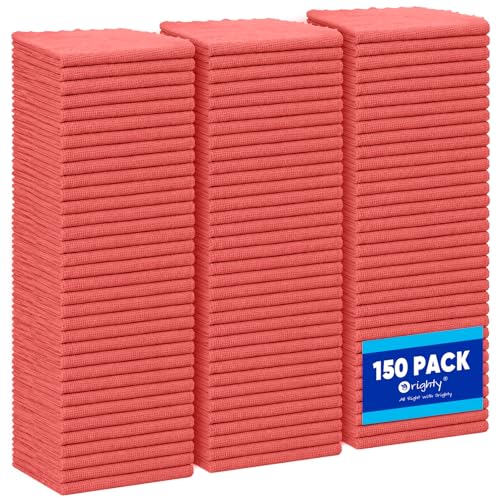 Orighty Cleaning Cloths Bulk, 150 Pack Shop Rags Reusable, Multi-Purpose Shop Towels for Cars, Microfiber Cleaning Rags for Automotive, Mechanic, Kitchen, Lint Free Towels 12x12 Inch, Red - color: Red, size: 150 Pack