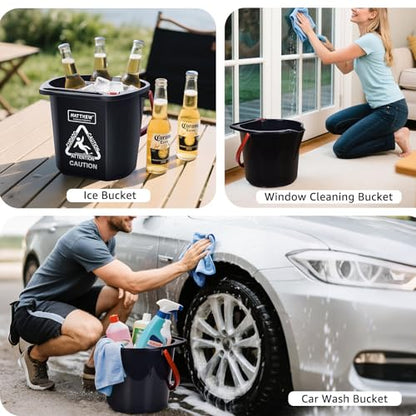 Matthew Cleaning 4.2 Gallon Mop Bucket, Heavy Duty Plastic Cleaning Bucket with Built-in Pour Spout, Mop Holder and Comfort Grip Handle, House and Commercial Cleaning Supplies, 2 Pack Black - color: Black, size: 2 Pack