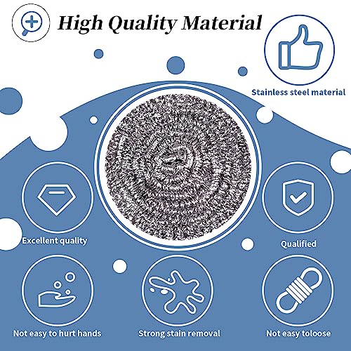 Stainless Steel Scrubber Scrubbing Scouring Pad Sponges Clean Pot Pan and Steel Wool for Kitchen Bathroom - size: 12Pcs Metal Scrubber